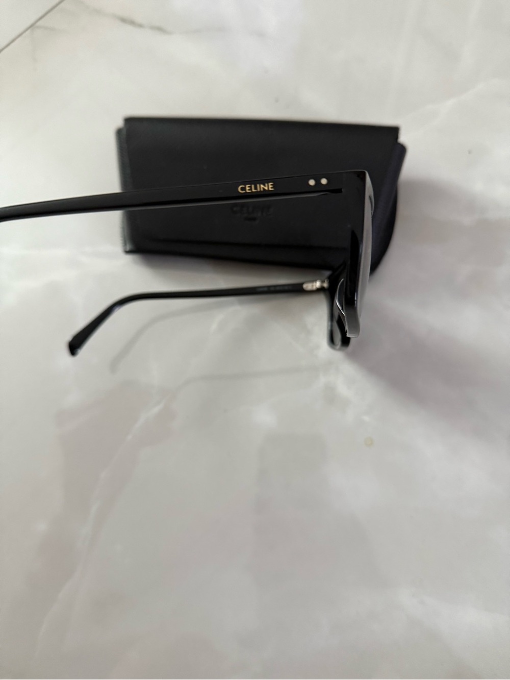 Celine Black Rectangular Acetate Sunglasses - Picture 5 of 7